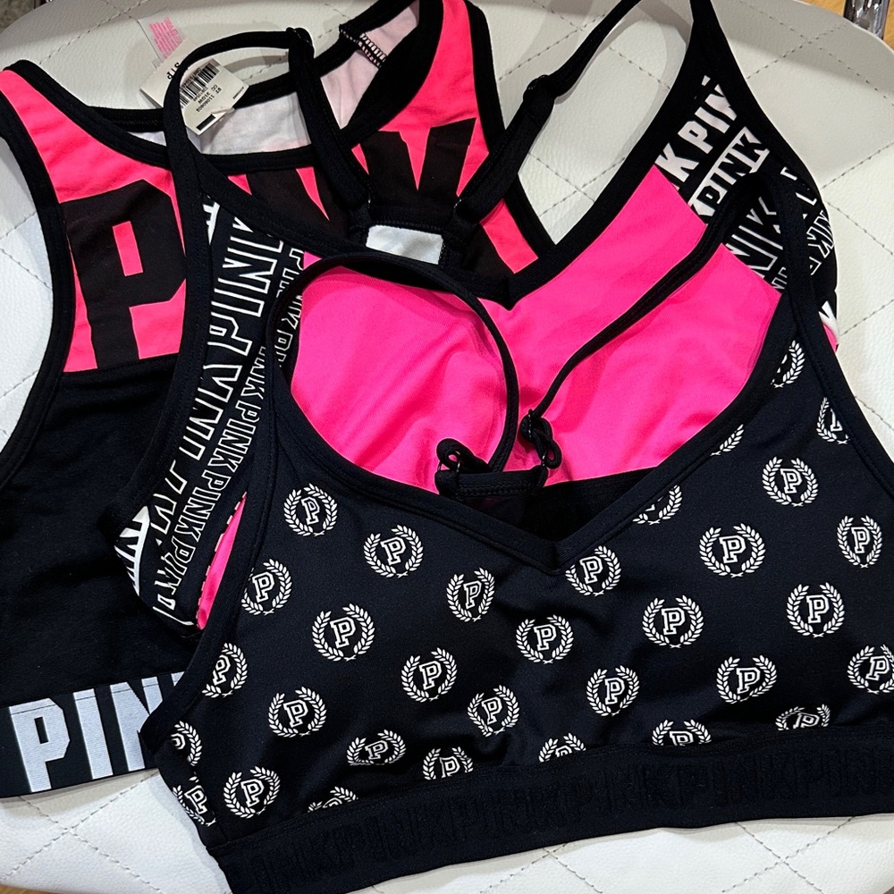 PINK Victoria's Secret Black and Pink Sports Bras